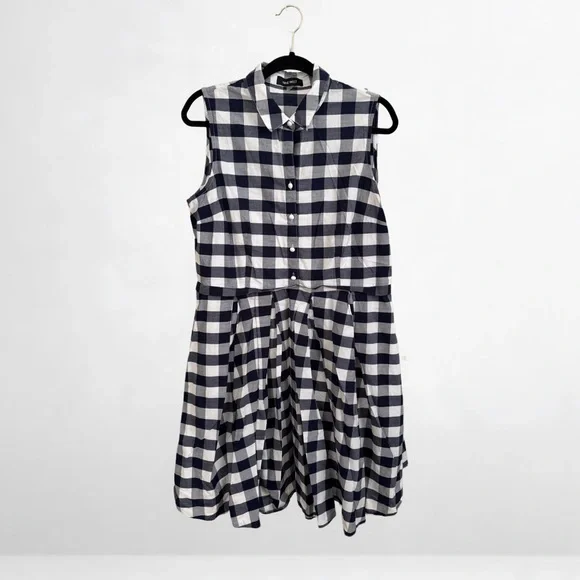 Nine West Sleeveless Gingham Shirt Dress – Size 16 - Picture 4 of 9